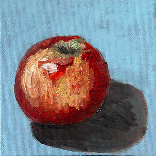 Daily Painting No. 1 — Apple (Oil on Canvas Board, 6x6")